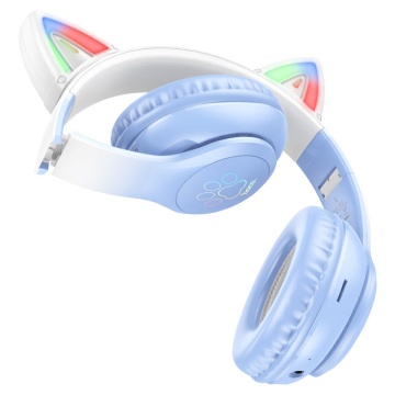 Casti Wireless Hoco W42, Over Ear, BT 5.3, 180h StandBy, 400mAh, Kids, Crystal, albastru - Img 2