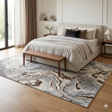 Covor Livario Aurum Galaxy Maro, design modern abstract, confort sporit, gri maro - Img 3