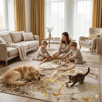 Covor Modern Livario Imperial Effect Gresie Beige Gold - Img 8
