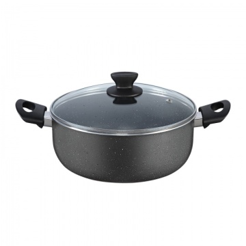 Cratita gatit ZILAN, 26cm, aluminiu 2.1mm interior neaderent PTFE, capac sticla, ZLN-1990, gri - Img 2