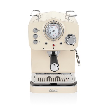 Espressor manual Zilan ZLN2992 Crem, 15 Bar, 1.25 L, 1100W, filtru dublu inox, termometru frontal, design Retro
