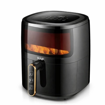 Friteuza cu aer cald Raf, Capacitate 6L, Air Fryer 1500W, Control Tactil Digital, Auto-Oprire, 360° Circulație Aer, Negru