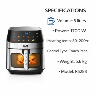 Friteuza cu Aer Cald RAF R5288, Capacitate 8L, 1700W Touch Control Premium, Negru - Img 8