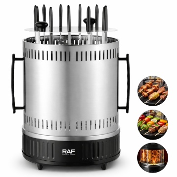 Gratar Electric de Masa Raf R8628 1500W cu Rotatie Automata 11 porti de frigarui, Gri