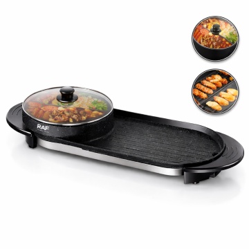 Grill - Plita Electrica Multifunctionala Raf R5413 1800W cu Suprafata Grill si Oala 2.5L Portabila
