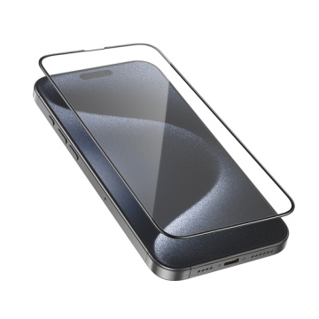 Hoco A12 Plus folie clear iPhone 15 Plus, sticla securizata 6D DustProof, rama neagra, HD Glass - Img 3