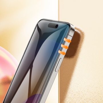 Hoco A12 Plus folie privacy iPhone 15 Plus, sticla securizata 6D DustProof, AntiSpy, rama neagra, Full HD - Img 3