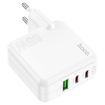 Incarcator Retea Hoco C115A, 65W, 2xUSB-C, 1xUSB-A, PD, QC 3.0, alb - Img 2