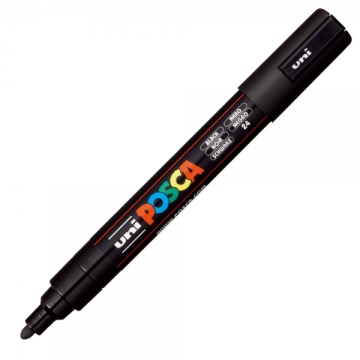 Marker UNI Posca PC-5M, varf rotund, 1.8-2.5mm, negru - M172 - Img 1