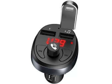 Modulator FM Hoco E41, Bluetooth, 5V, 2.1A, 2xUSB-A, QC 3.0, negru - Img 2