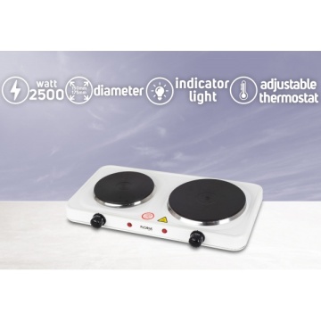 Plita electrica dubla Floria ZLN2843, 2500W, 2 ochiuri din fonta, termostat reglabil, protectie supraincalzire, indicator luminos, culoare alba - Img 3