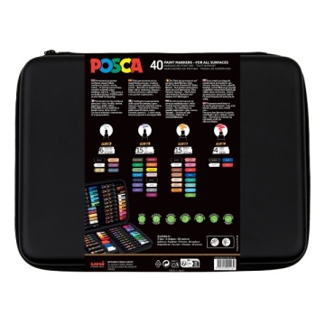 Set 40 Markere UNI Posca Fine Art, Mapa 31x22x5cm, calitate premium - M1564 - Img 5