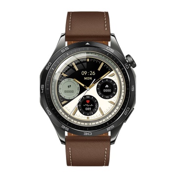 Smartwatch barbati Hoco Y21, ecran AMOLED 1.43", BT 5.0, apeluri Bluetooth, baterie 250mAh, curea piele, metal grey - Img 3