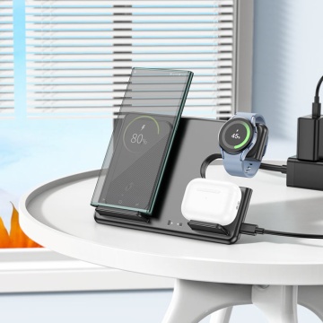 Statie incarcare wireless Hoco CQ2, 3 in 1, MagSafe, 15W, negru - Img 6