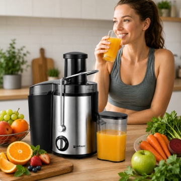 Storcator fructe și legume Hoffmans HM-622, 1200W, 2 viteze, Recipient suc 350ml, Tub inox, Sistem siguranța, Ușor de curățat - Img 6