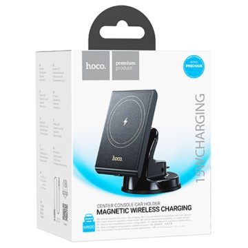 Suport auto Hoco HW20, wireless 15W, MagSafe, bord/parbriz, MultiAngle, negru - Img 6