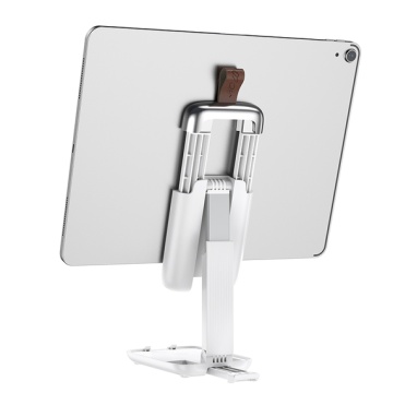 Suport birou Hoco S28, stand telefon/tableta, pliabil, multiunghi, metalizat, alb - Img 1