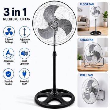 Ventilator 3 in 1 Zilan ZLN3840, 55W, reglabil, circulatie eficienta a aerului, negru - Img 4