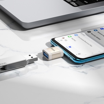 Adaptor USB-A la USB-C, OTG Hoco UA31C, incarcare si transfer, negru - Img 5