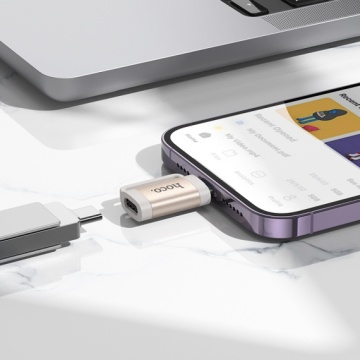 Adaptor USB-C la Lightning, OTG Hoco UA31B, incarcare si transfer, gri - Img 3