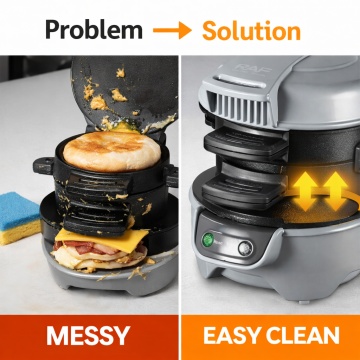 Aparat Sandwichuri si Burgeri Raf R666 600W Placi Antiaderente Compact Usor de Curatat Gri - Img 6