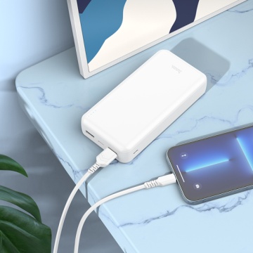Baterie externa 20.000mAh, Hoco J100A, 2xUSB-A, incarcare rapida, alb - Img 5