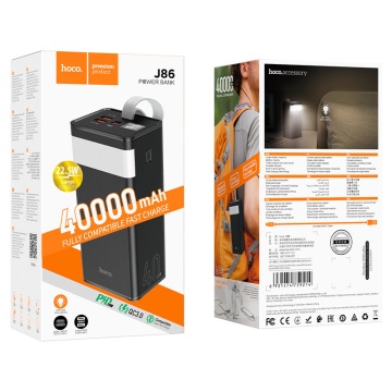Baterie externa Hoco J86, 40000mAh, 22.5W, USB-C PD, QC 3.0, LED, negru - Img 2