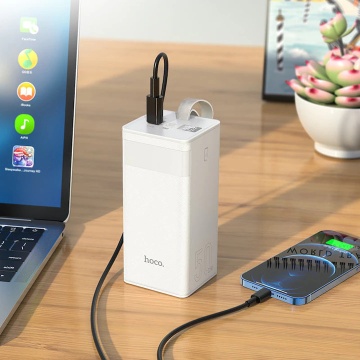 Baterie externa Hoco J86A, 50000mAh, 22.5W, USB-C PD, QC 3.0, LED, alb - Img 4