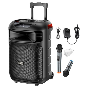 Boxa portabila 60W, Hoco HA5, Bluetooth 5.0, 7000mAh, 2 microfoane wireless, TWS, TF card, USB, AUX, inel RGB, negru - Img 4