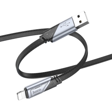 Cablu USB-A la Lightning, Hoco U119, 2.4A, Flat, 1.2m, negru - Img 1