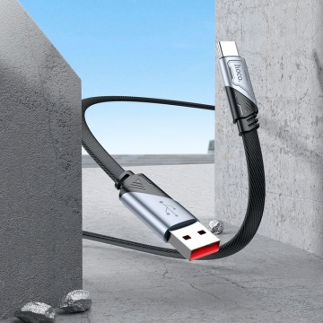 Cablu USB-A la USB-C, Hoco U119, 5A, Flat, 1.2m, negru - Img 3