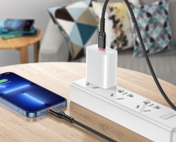 Cablu USB-C la Lightning, Hoco X59, PD20W, QC3.0, Braided, 1m, negru - Img 3