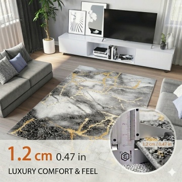 Covor Modern Livario Imperial Effect Gresie Grey Gold - Img 6