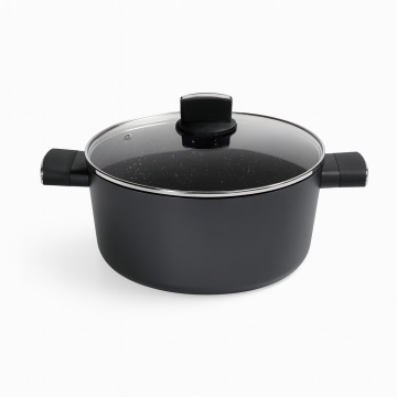 Cratita cu capac ZILAN, 4.6L, marmura, 5 straturi, manere silicon, ZLN0843, negru