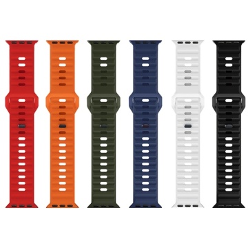 Curea silicon pentru iWatch, Hoco WA27, Universal Size, Flexibile Band, Stepped, alb - Img 4