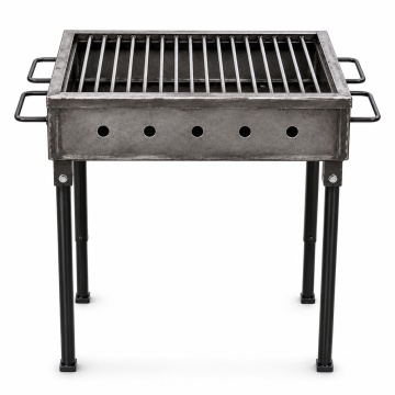 Gratar gradina profesional Pexor M 35 X 50 CM metal gros 3MM, pentru carbune si lemne, sita inox, picioare 50 cm, gri