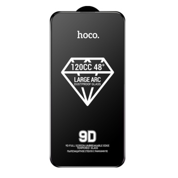 Hoco A34 folie clear iPhone 15 Plus, sticla securizata 6D DustProof, rama neagra, HD Glass - Img 1