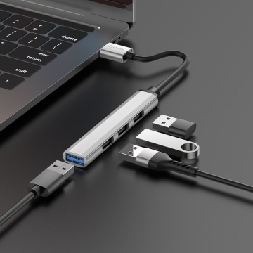 Hub Adaptor Multiport USB-A la USB-A, Hoco HB26 OTG 3.0 + 3x USB-A 2.0, gri - Img 4