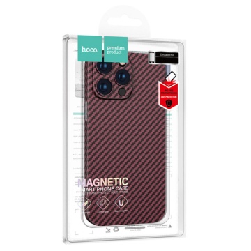 Husa iPhone 14 Pro Max Hoco, MagSafe, carbon, thin, protectie premium, bordo - Img 4
