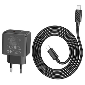 Incarcator Retea + Cablu Lightning, Hoco CS13A, 20W, 1xUSB-C, PD, negru - Img 4