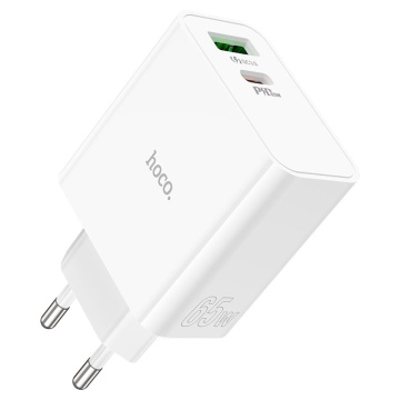 Incarcator Retea Hoco C113A, 65W, 1xUSB-C, 1xUSB-A, PD, QC 3.0, alb - Img 2
