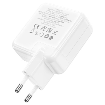 Incarcator Retea Hoco C115A, 65W, 2xUSB-C, 1xUSB-A, PD, QC 3.0, alb - Img 3