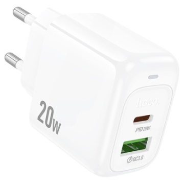Incarcator Retea Hoco CS54A, PD20W, 1xUSB-C, 1xUSB-A, alb - Img 3