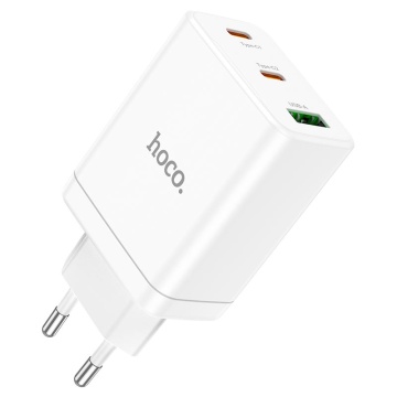 Incarcator Retea, Hoco N33, 35W, 2xUSB-C, 1xUSB-A, PD, QC 3.0, alb - Img 1