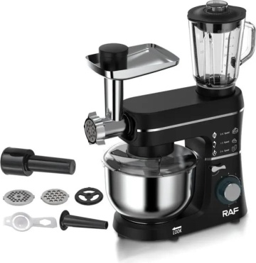 Robot de bucătărie Raf R6676B – 1400W, bol inox 4,5L și accesorii multifuncționale - Img 1
