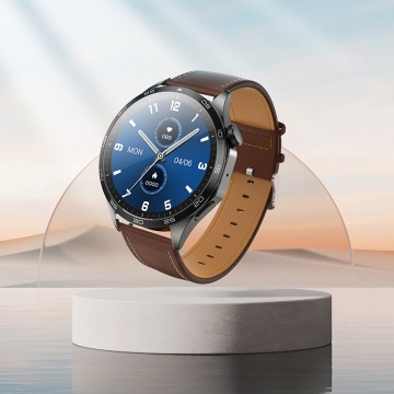 Smartwatch barbati Hoco Y21, ecran AMOLED 1.43", BT 5.0, apeluri Bluetooth, baterie 250mAh, curea piele, metal grey - Img 4