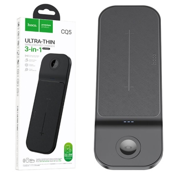 Statie Incarcare Wireless, Hoco CQ5, Magsafe, 22.5W, 5V, 3A, Qi Charging, AP Series, 3 in 1, negru - Img 3