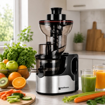 Storcator cu presare la rece Hoffmans HM-636, Slow Juicer, 200W, tub alimentare 130 mm, motor 100% cupru, extractie suc pana la 96%, negru/inox - Img 5