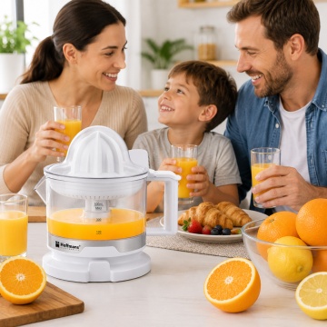 Storcator electric pentru citrice Hoffmans HM-8818, 40W, recipient 500 ml, 2 conuri, regulator pulpa 5 trepte, Alb - Img 6