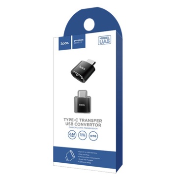Adaptor USB-A la USB-C, OTG Hoco UA5, transfer date, negru - Img 4